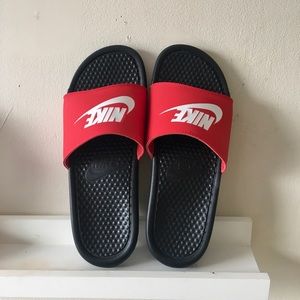 Nike red slides size 10